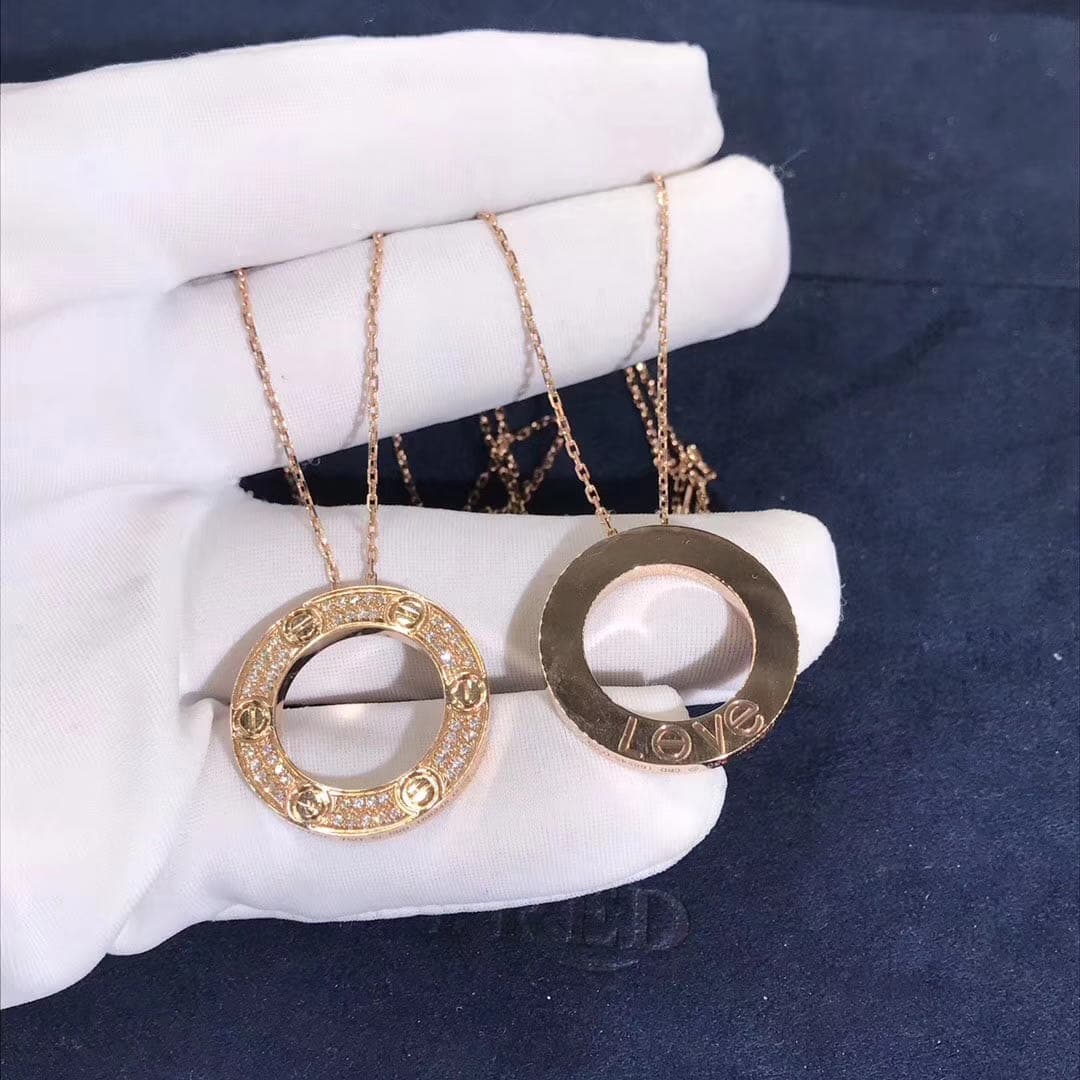 Подвеска Cartier Love с бриллиантовым паве розовое золото 4