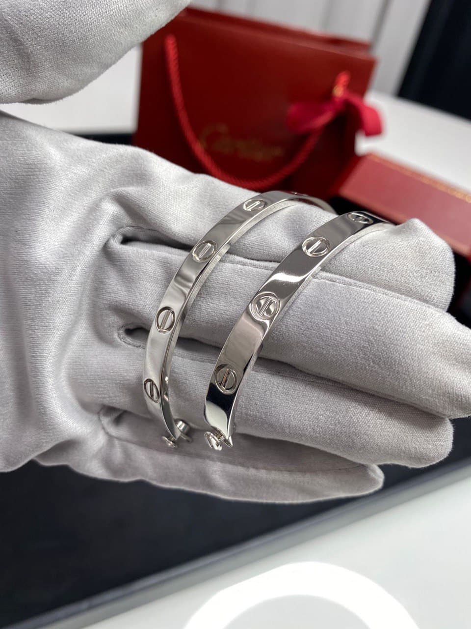 Браслет Cartier Love белое золото, без бриллиантов 7
