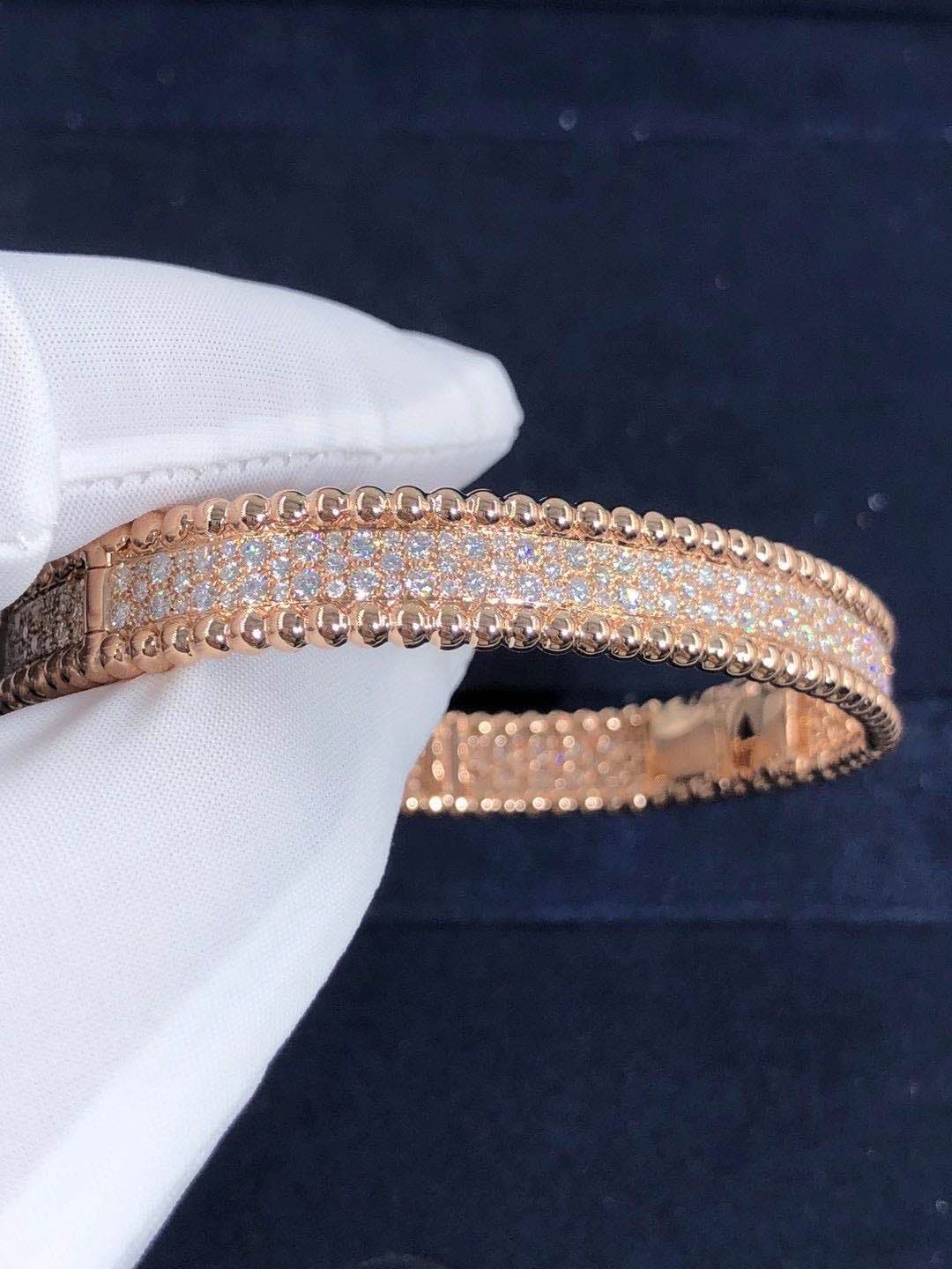 Браслет Van Cleef & Arpels Perlée с 3 рядами бриллиантов розовое золото 7