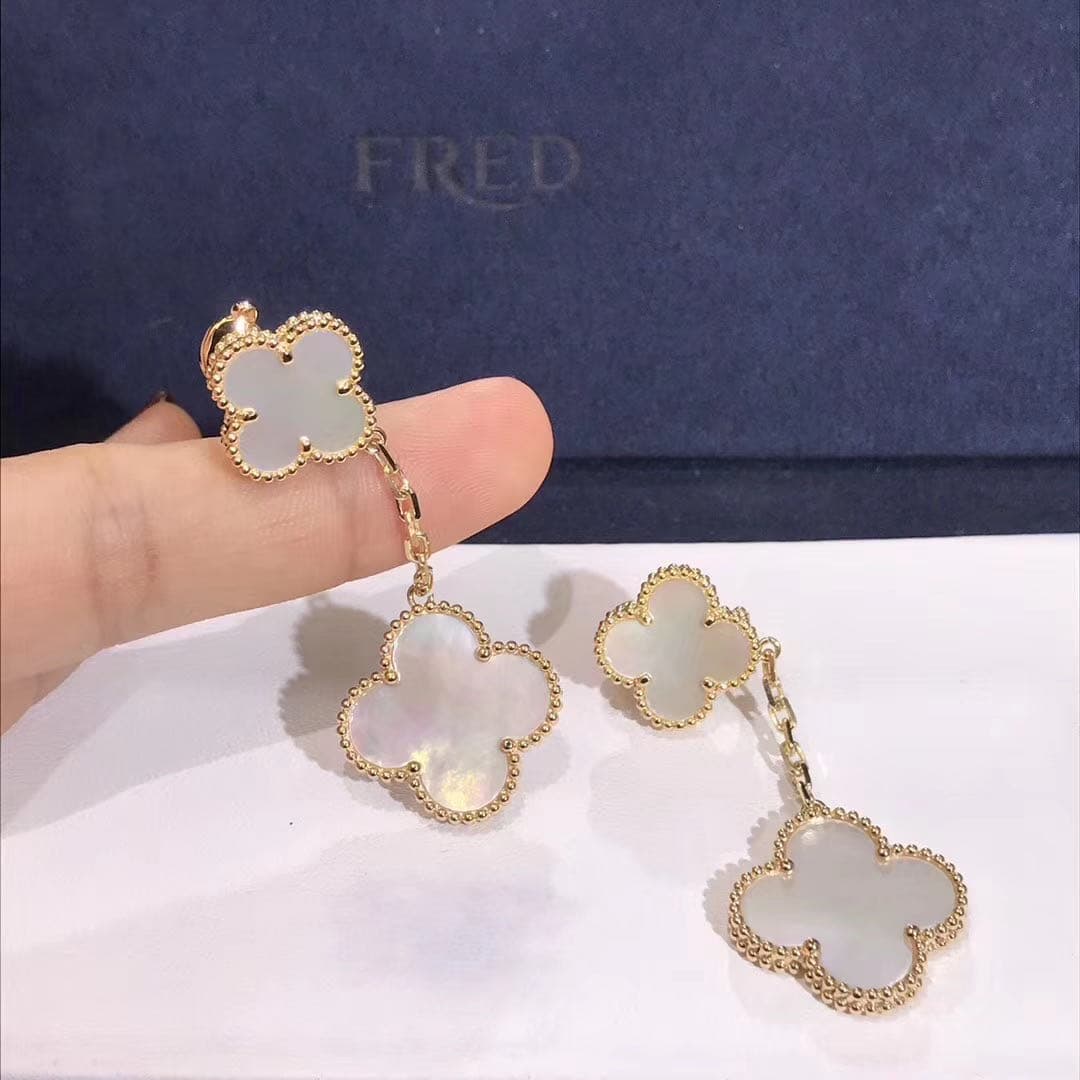 Серьги Van Cleef Alhambra желтое золото, перламутр 4