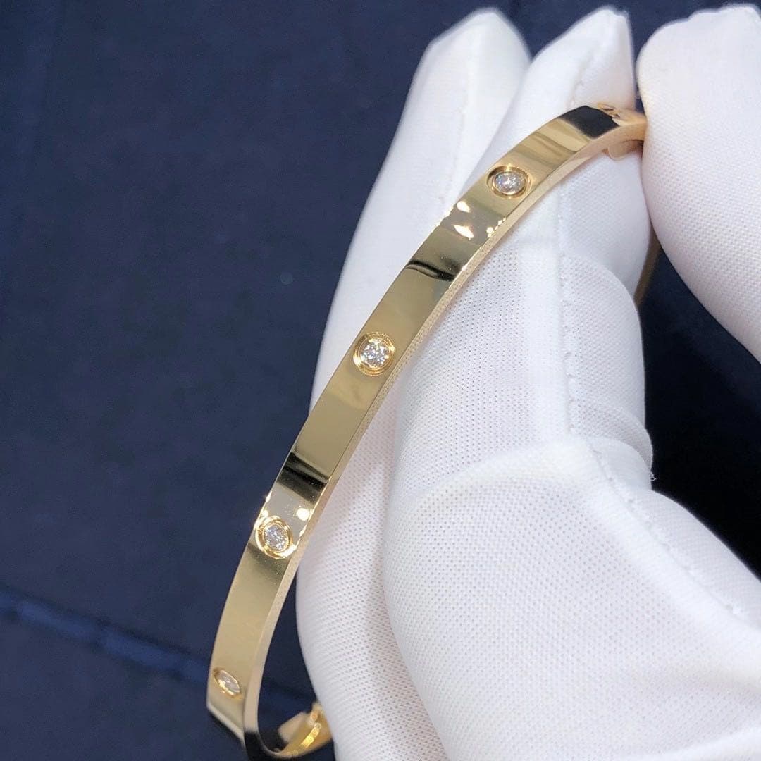 Браслет Cartier Love маленькая модель 10 бриллиантов, желтое золото 5