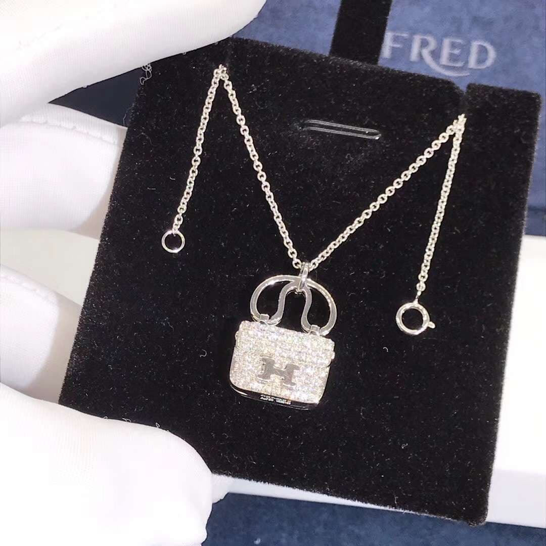 Подвеска Hermes Bag белое золото 3