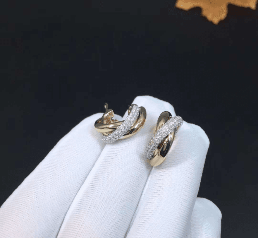 Серьги Cartier Trinity белое, розовое, желтое золото,бриллианты 1