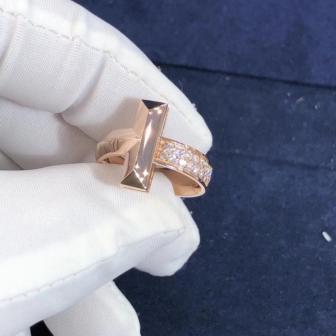 Кольцо Tiffany T1 розовое золото, бриллианты 1