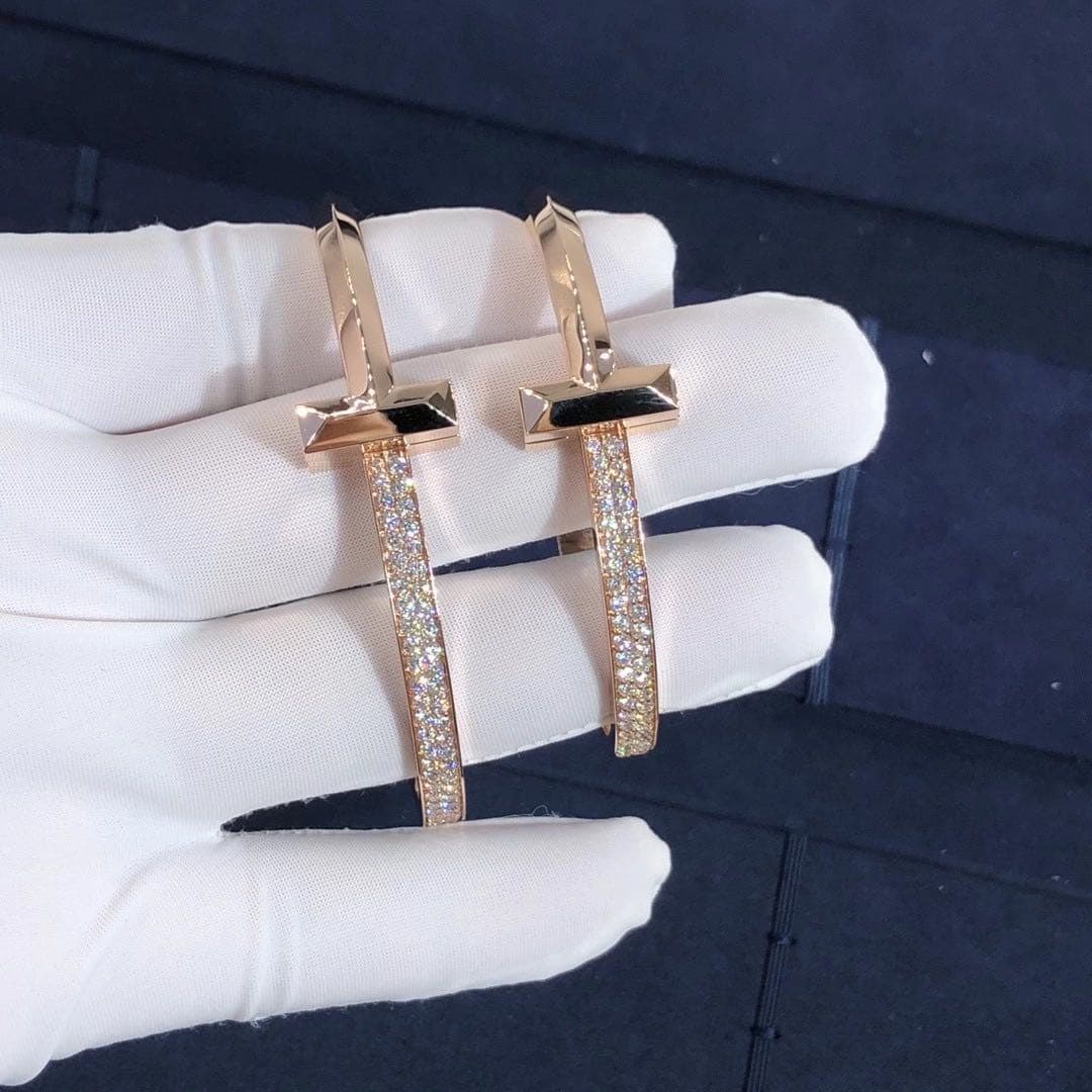 Браслет Tiffany T T1 бриллианты, розовое золото 4