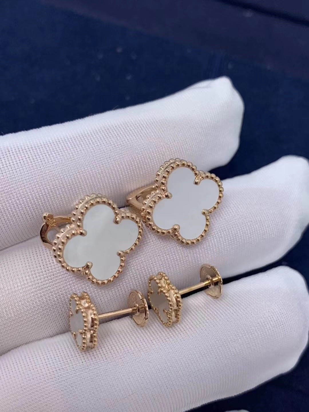 Серьги Van Cleef & Arpels Sweet Alhambra перламутр, желтое золото 8