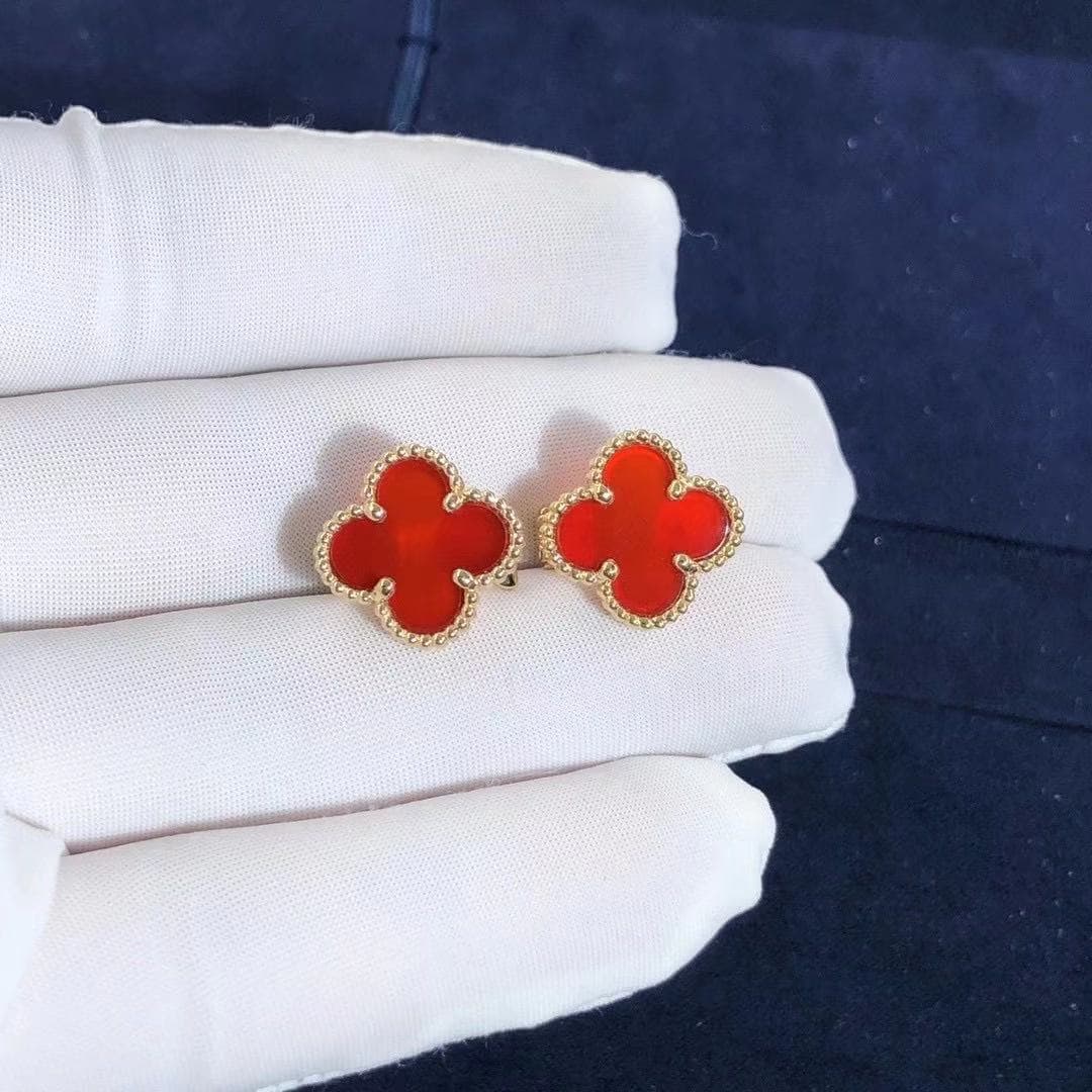 Cерьги Van Cleef & Arpels Alhambra сердолик, желтое золото 4