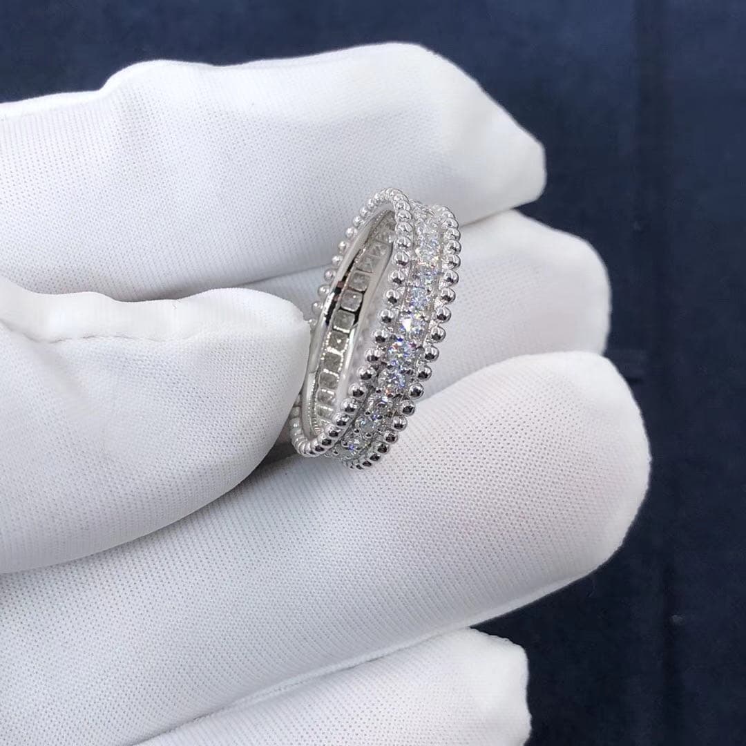Кольцо Van Cleef & Arpels Perlée с бриллиантами в 1 ряд белое золото 1