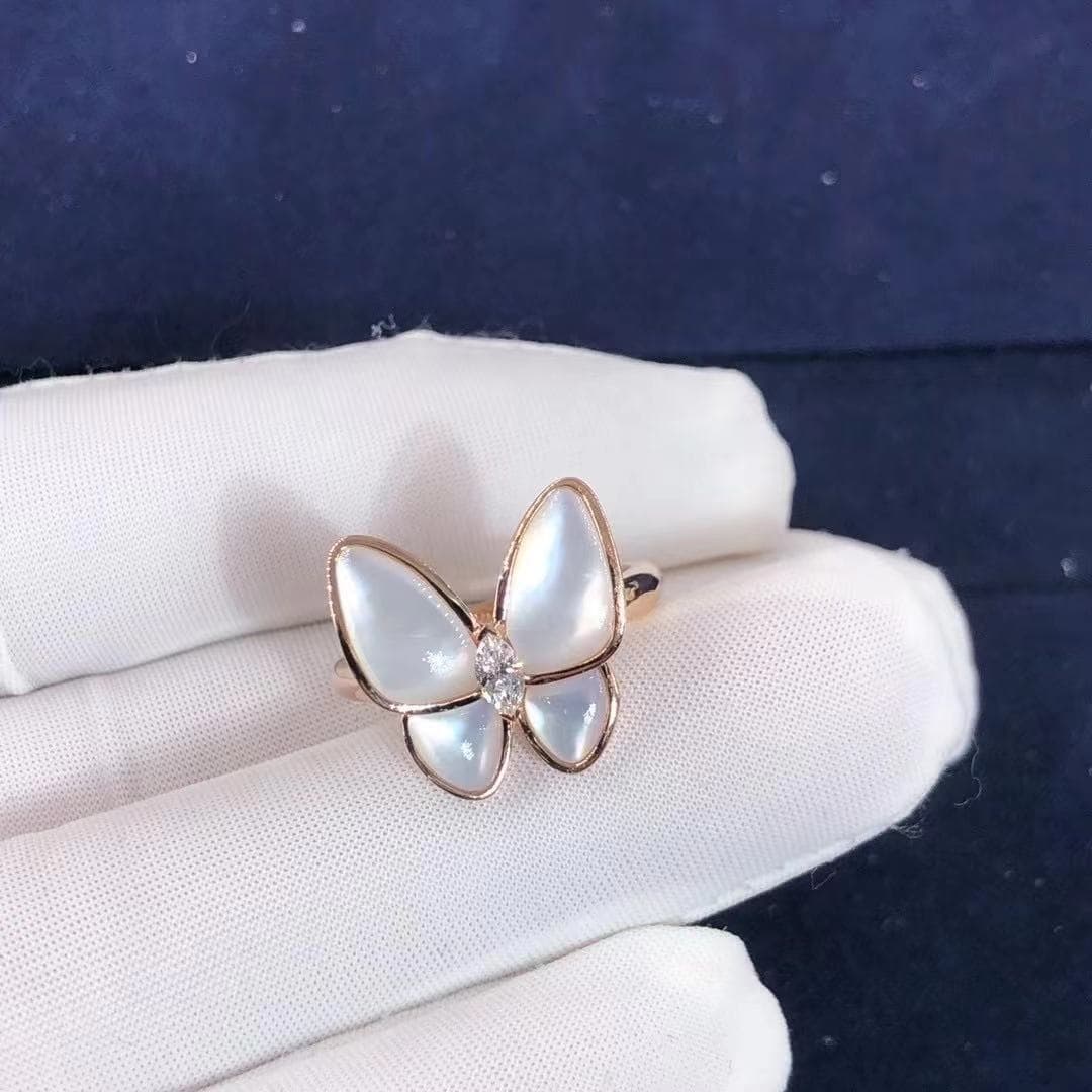 Кольцо Van Cleef & Arpels розовое золото, бриллианты, перламутр 6