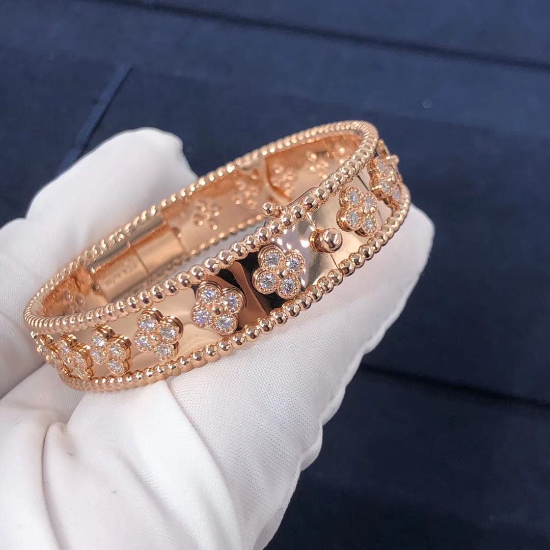 Браслет Van Cleef & Arpels Perlée Clover Diamond бриллианты, розовое золото 6