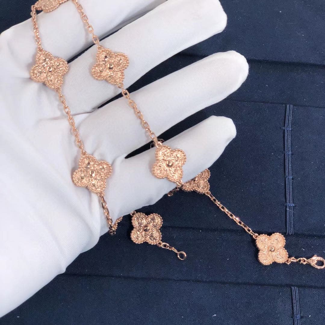 Колье Van Cleef & Arpels Vintage Alhambra 10 мотивов желтое золото 2