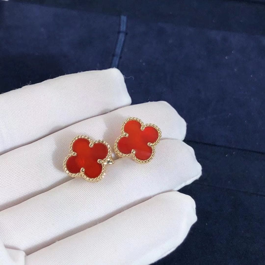 Cерьги Van Cleef & Arpels Alhambra сердолик, желтое золото 3