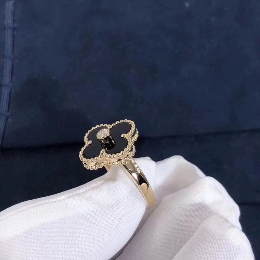 Кольцо Van Cleef & Arpels Vintage Alhambra желтое золото, бриллианты, оникс 3