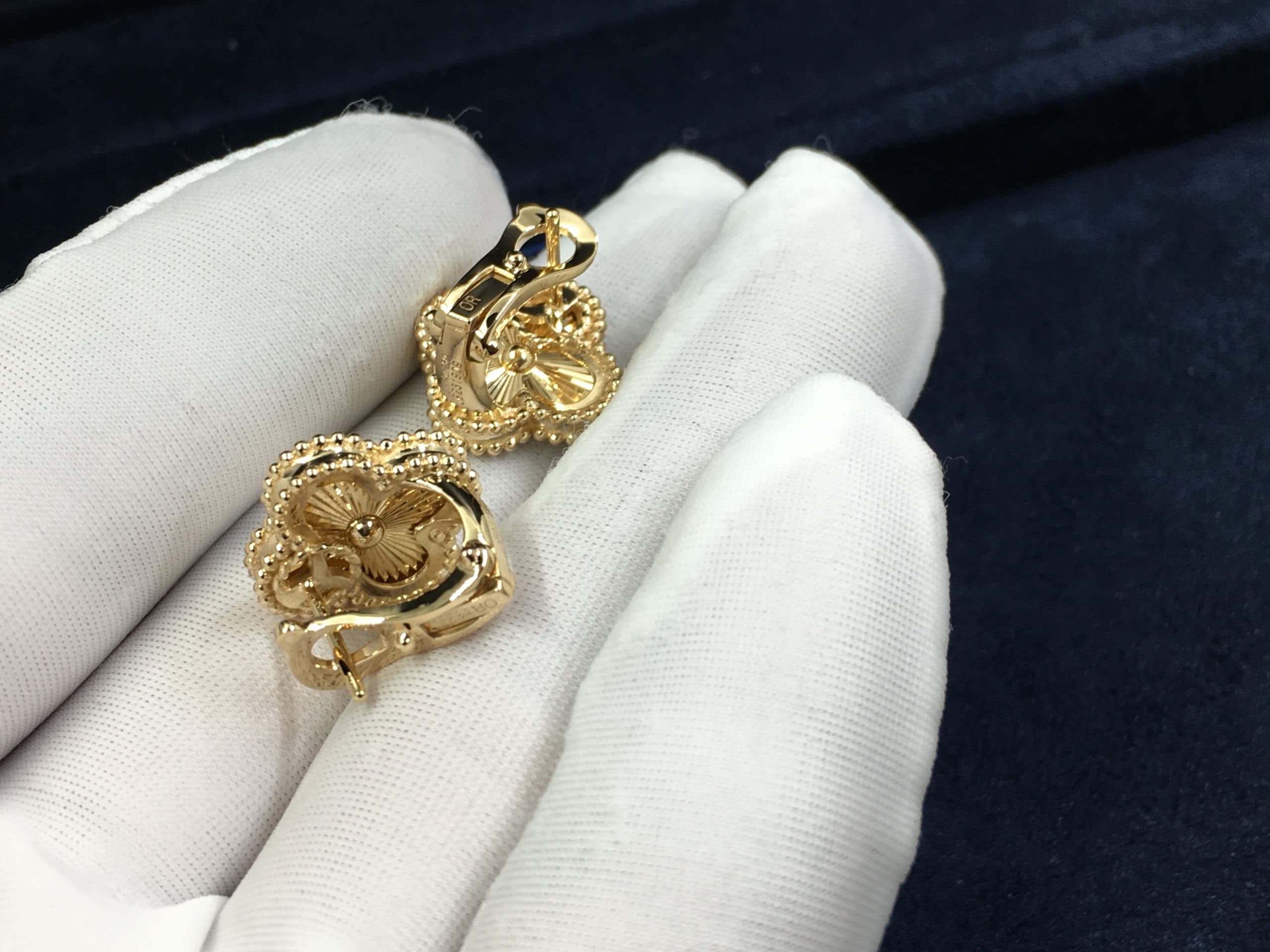 Винтажные серьги Van Cleef Alhambra желтое золото 4