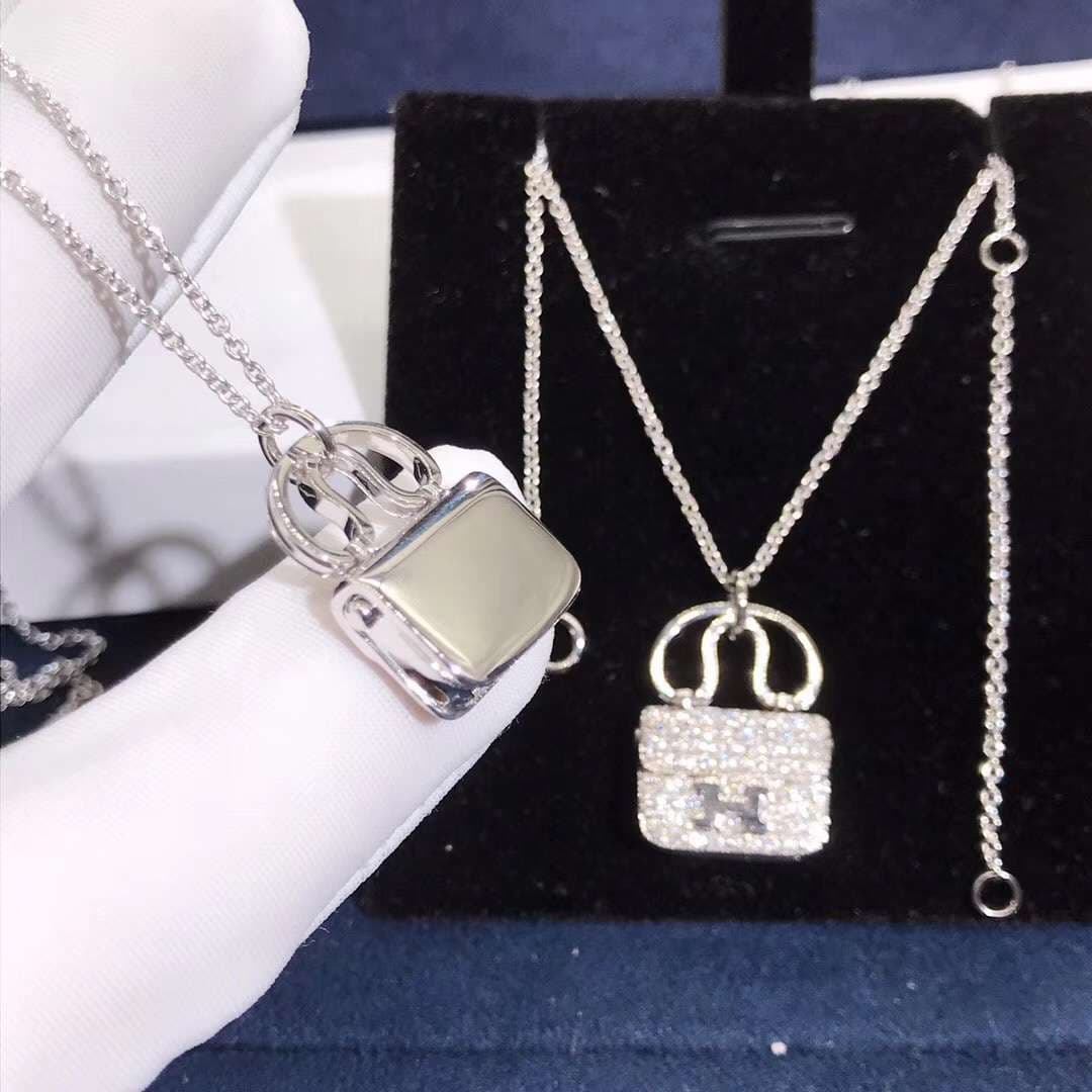 Подвеска Hermes Bag белое золото 4