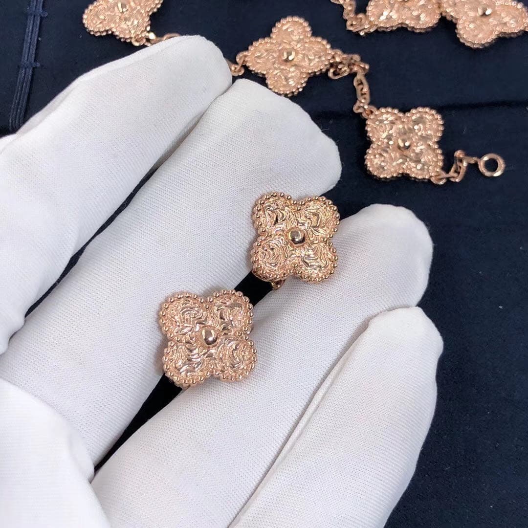 Винтажные серьги VAN CLEEF & ARPELS Alhambra розовое золото 8