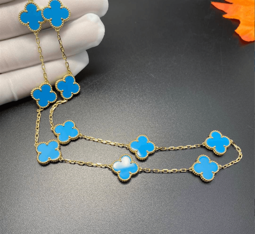 Колье Van Cleef & Arpels Alhambra с 10 мотивами желтое золото, агаты 4