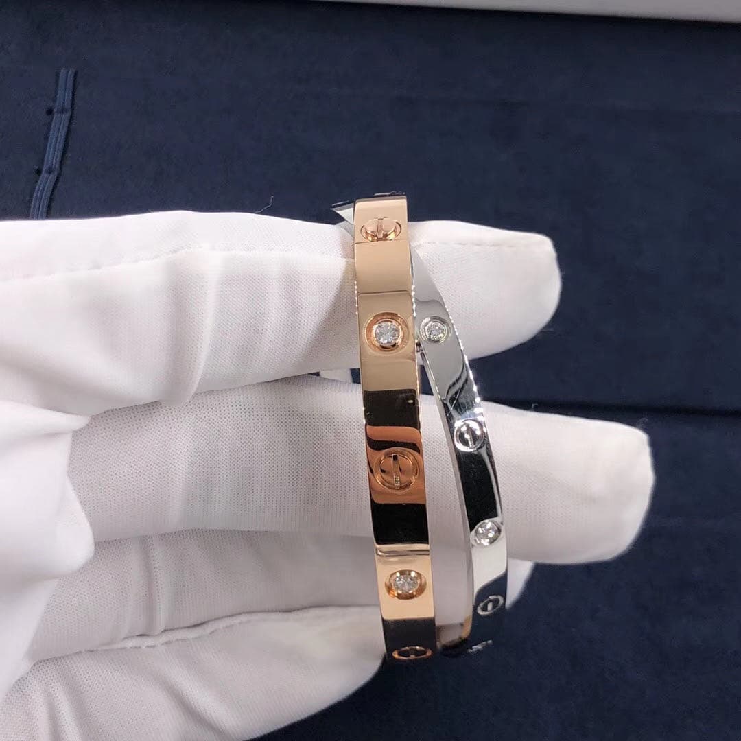 Браслет Cartier Love 12 бриллиантов, розовое, белое золото 5