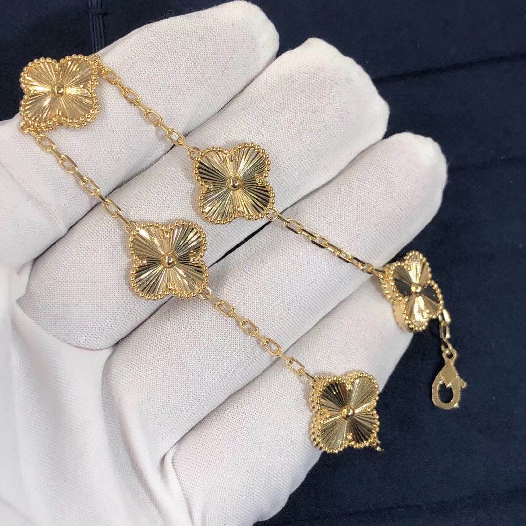 Браслет Van Cleef & Arpels Vintage Alhambra с 5 мотивами желтое золото 2