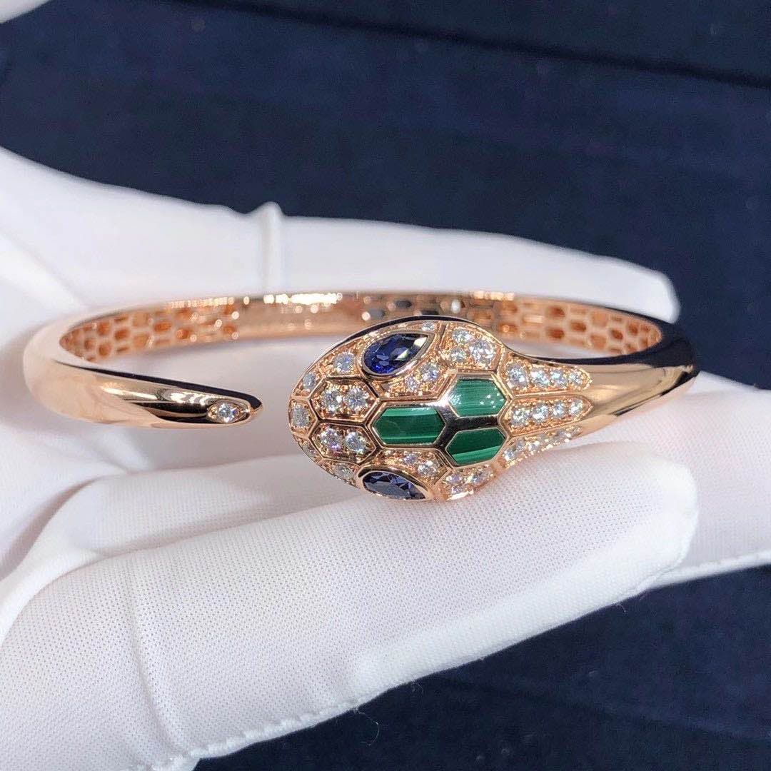 Браслет Bulgari Serpenti бриллианты, изумруды, розовое золото 7