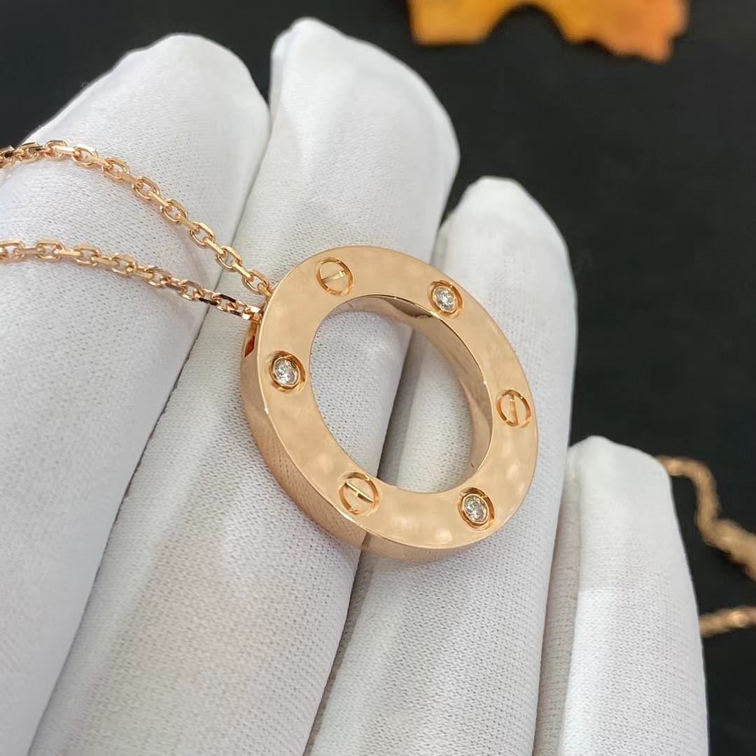 Золотое ожерелье Cartier Love, 3 бриллианта 2