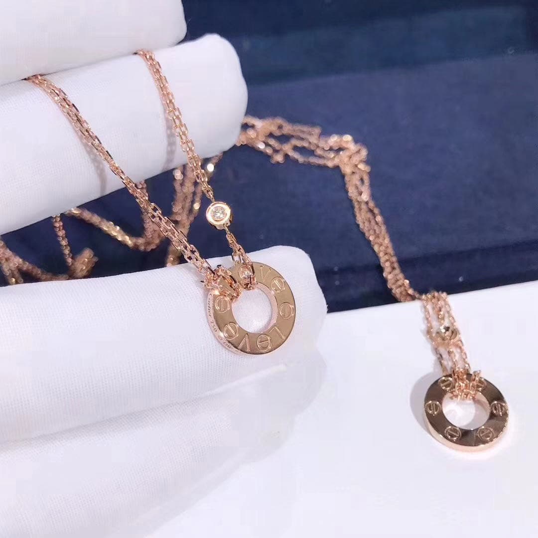 Подвеска Cartier Love 2 бриллианта, белое, розовое, желтое золото 3