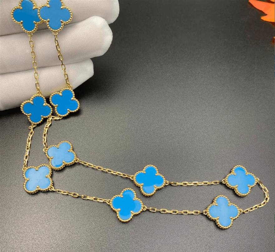 Колье Van Cleef & Arpels Alhambra с 10 мотивами желтое золото, агаты 5