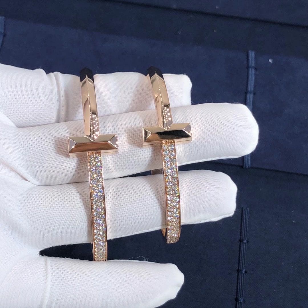 Браслет Tiffany T T1 бриллианты, розовое золото 6