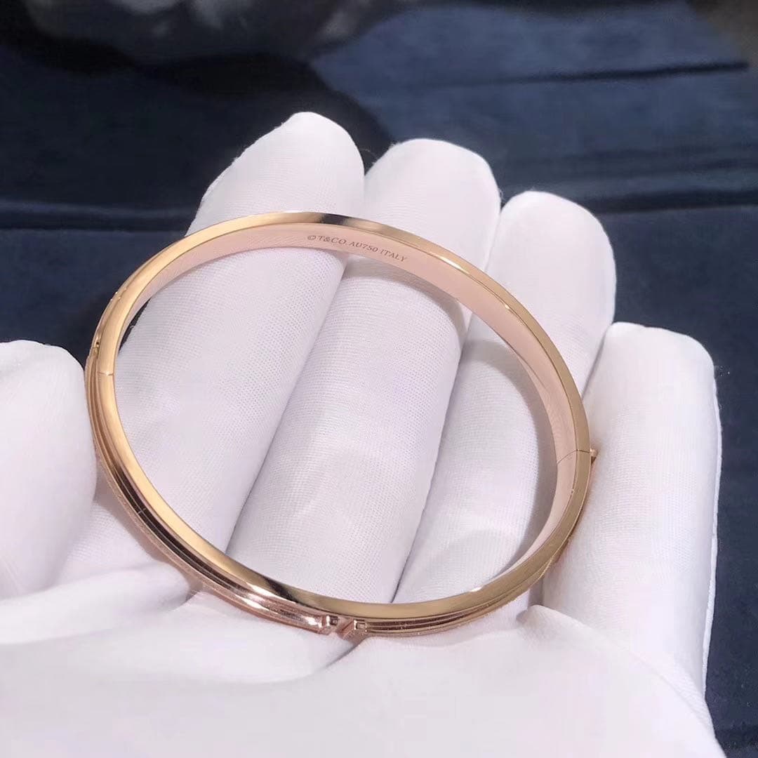 Браслет Tiffany T бриллианты, розовое золото 4