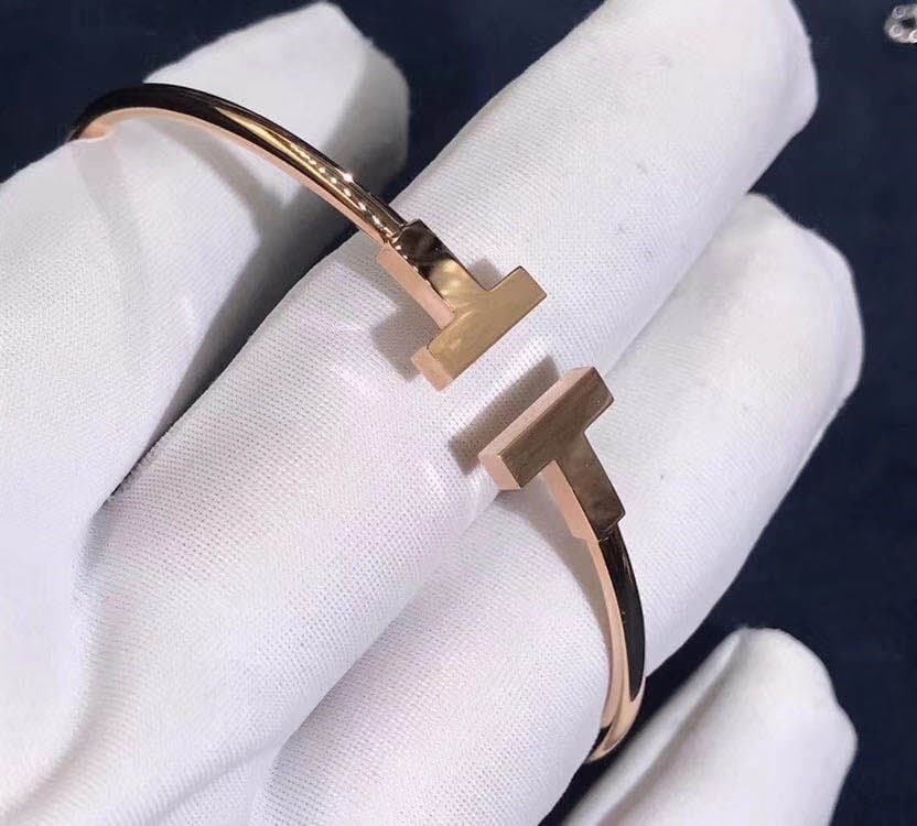 Браслет Tiffany T Wire узкая модель розовое золото 2