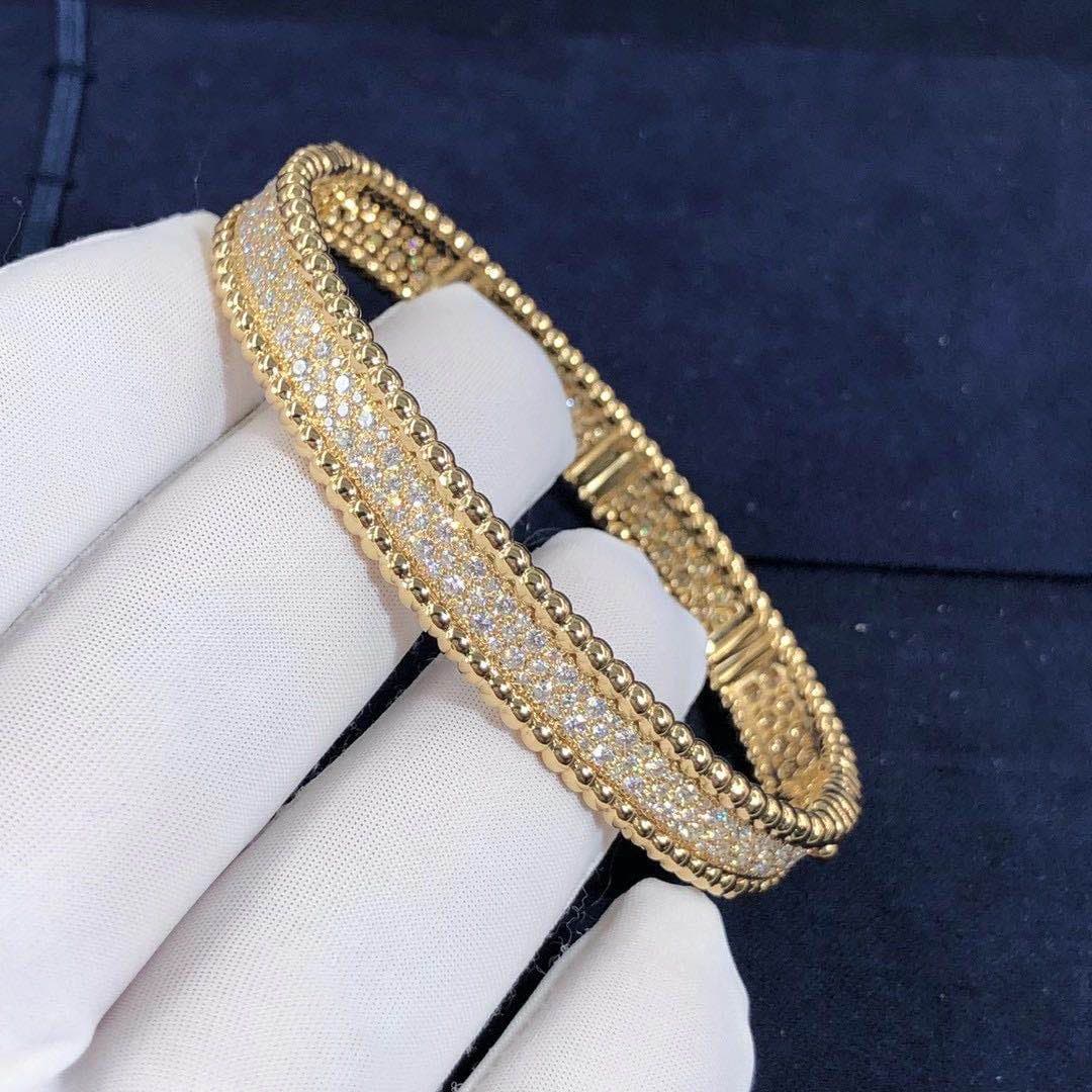 Браслет Van Cleef & Arpels Perlée с 3 рядами бриллиантов желтое золото 6