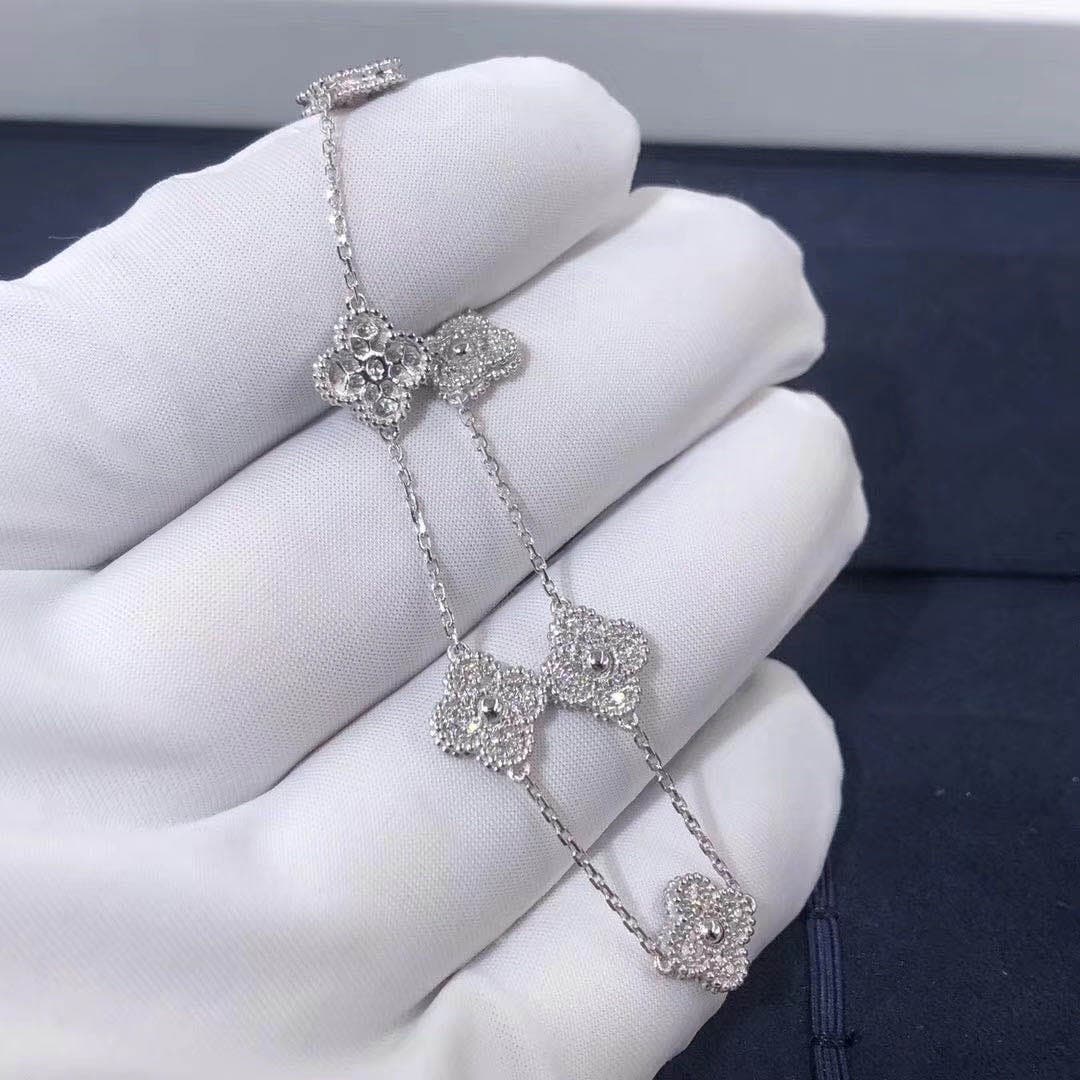 Браслет Van Cleef & Arpels Sweet Alhambra 6 мотивов белое золото, бриллианты 1