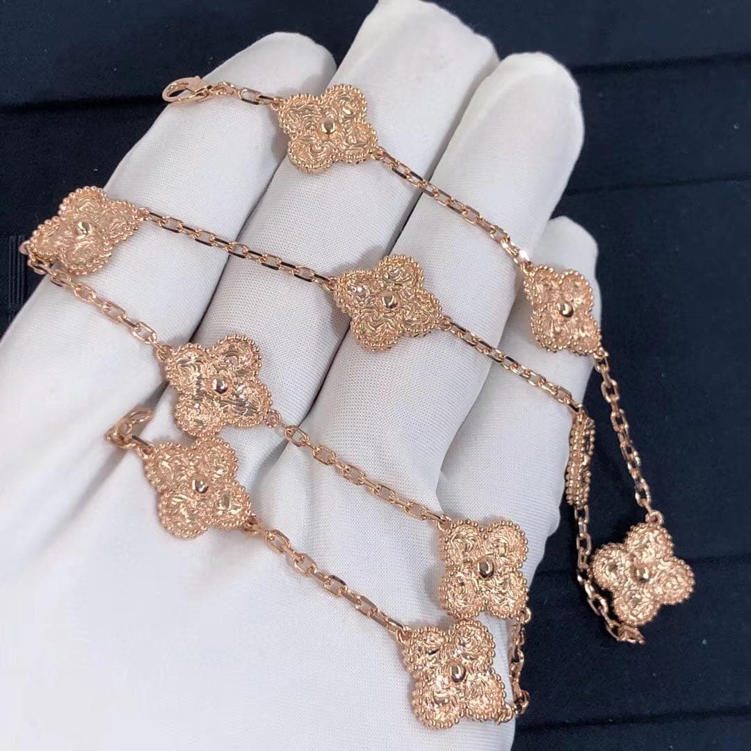 Колье Van Cleef & Arpels Vintage Alhambra 10 мотивов желтое золото 5