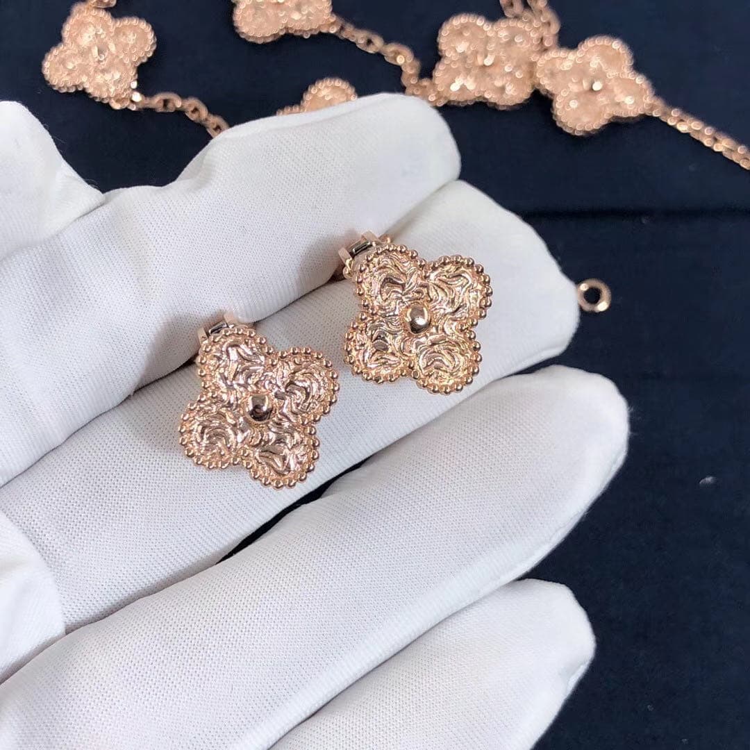 Винтажные серьги VAN CLEEF & ARPELS Alhambra розовое золото 2