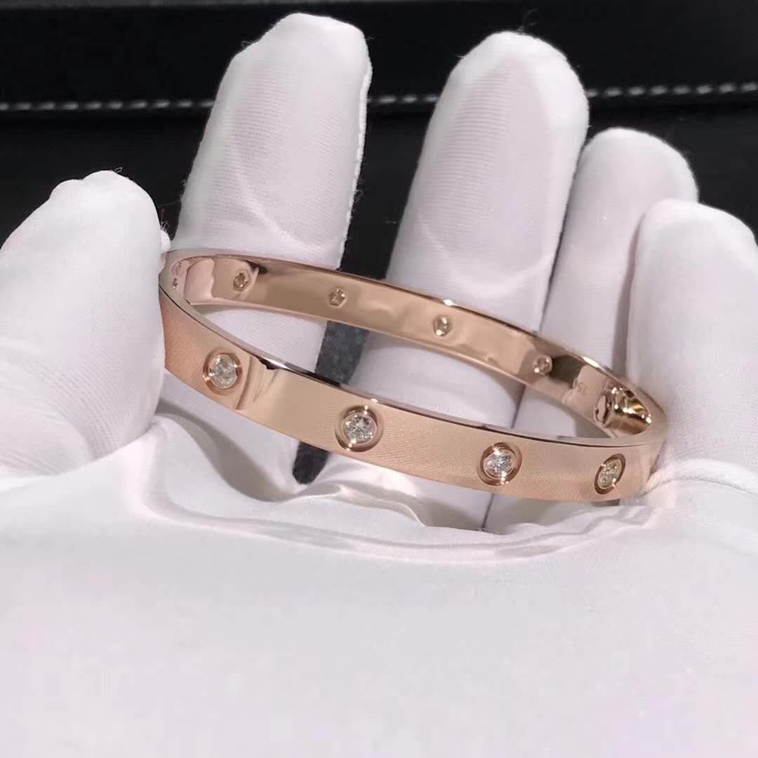 Браслет Cartier Love 10 бриллиантов, розовое золото 3