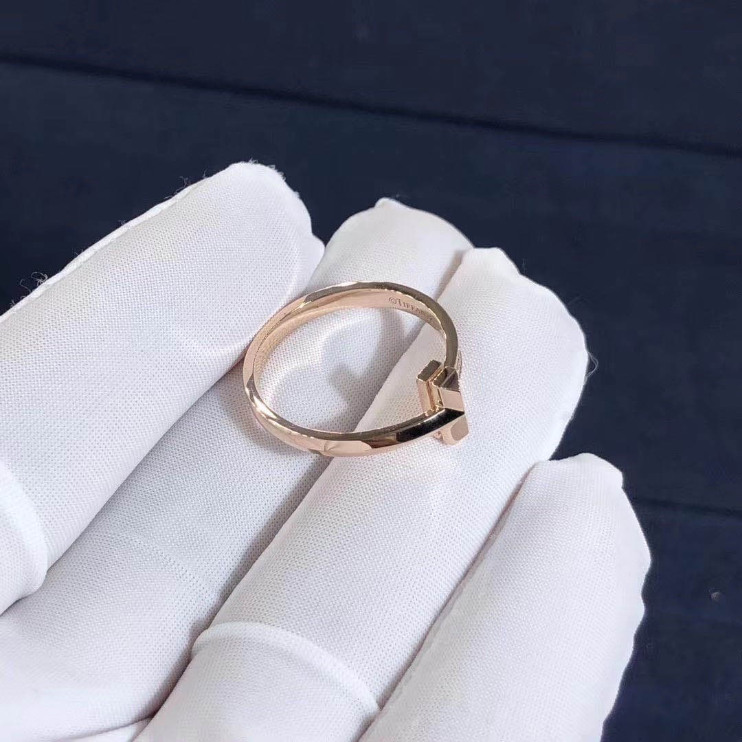 Кольцо Tiffany T1 узкое бриллианты, розовое золото 6