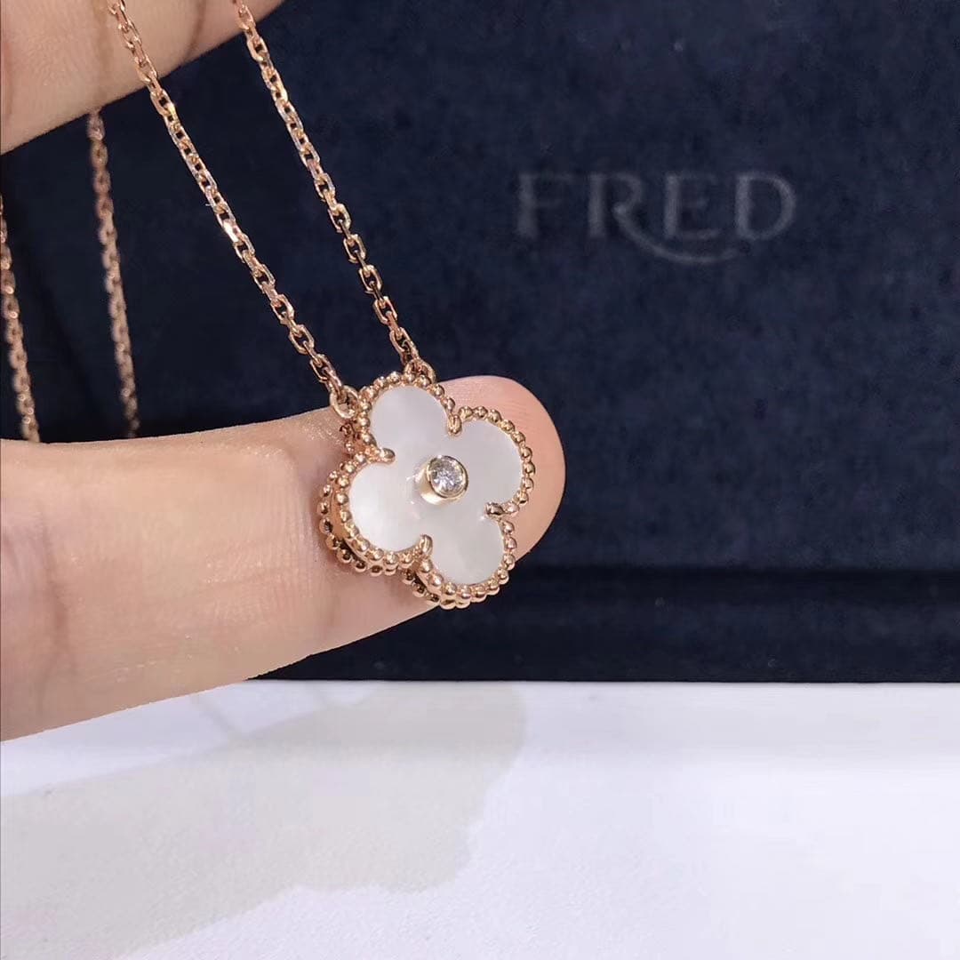 Подвеска Van Cleef розовое золото, перламутр, бриллиант 3