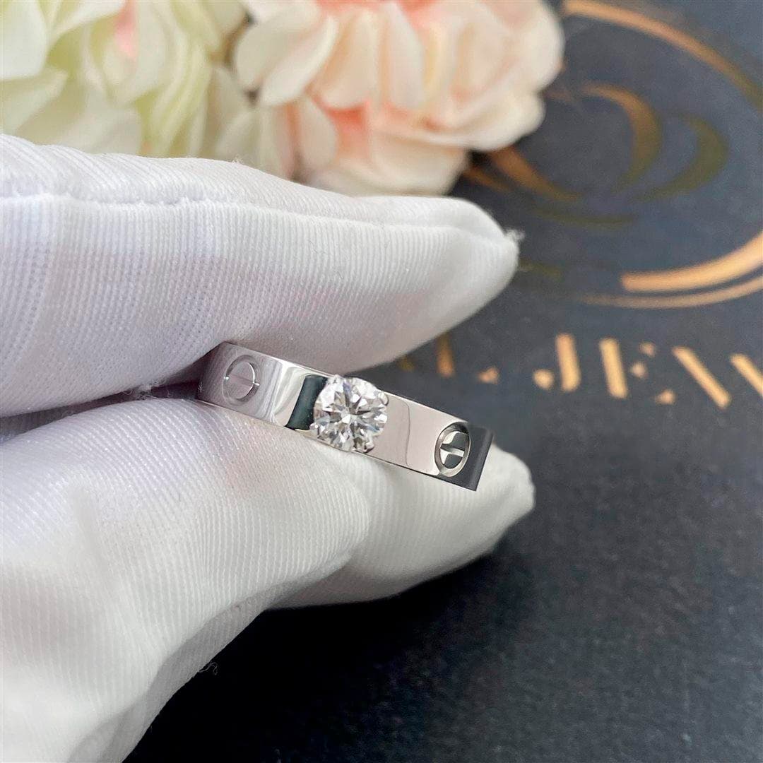 Кольцо Cartier Love Solitaire, белое золото 3