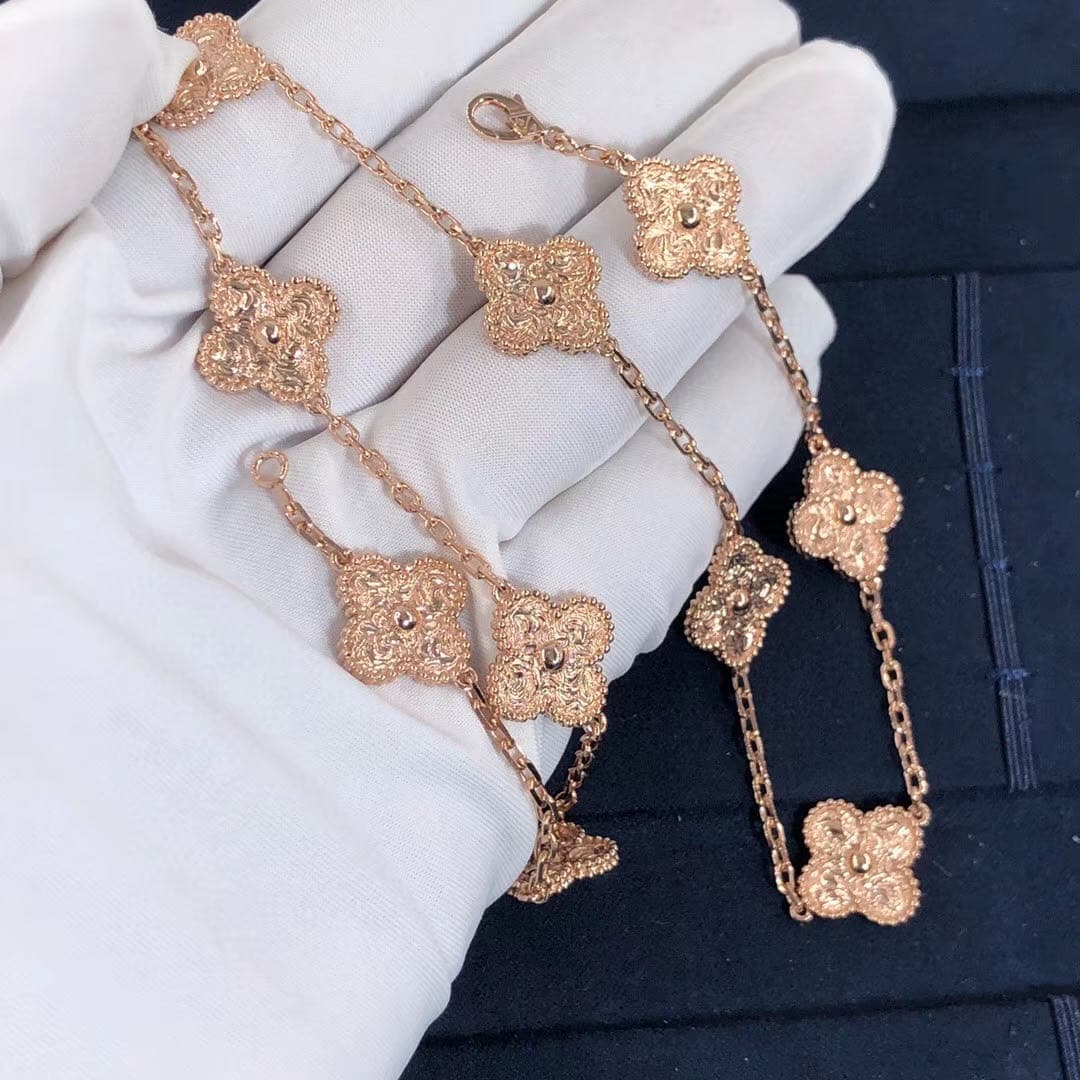 Колье Van Cleef & Arpels Vintage Alhambra 10 мотивов желтое золото 3
