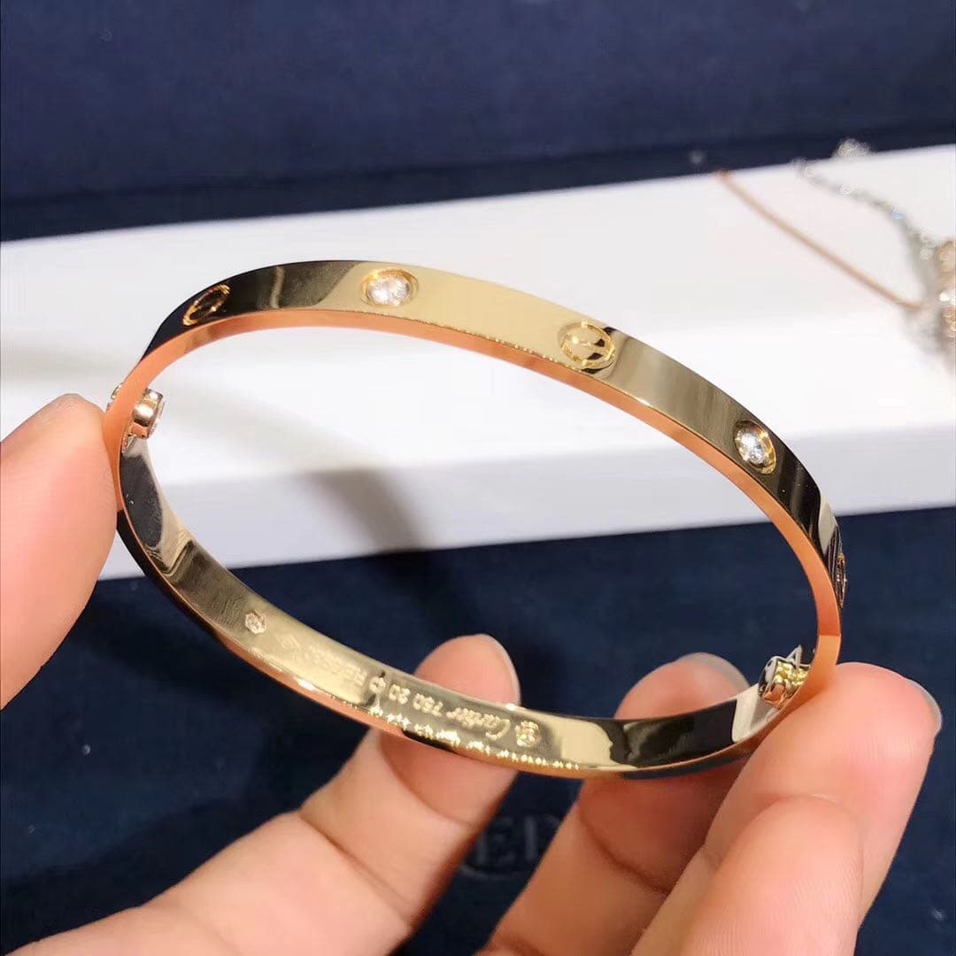 Браслет Cartier Love 4 бриллианта, желтое золото 5