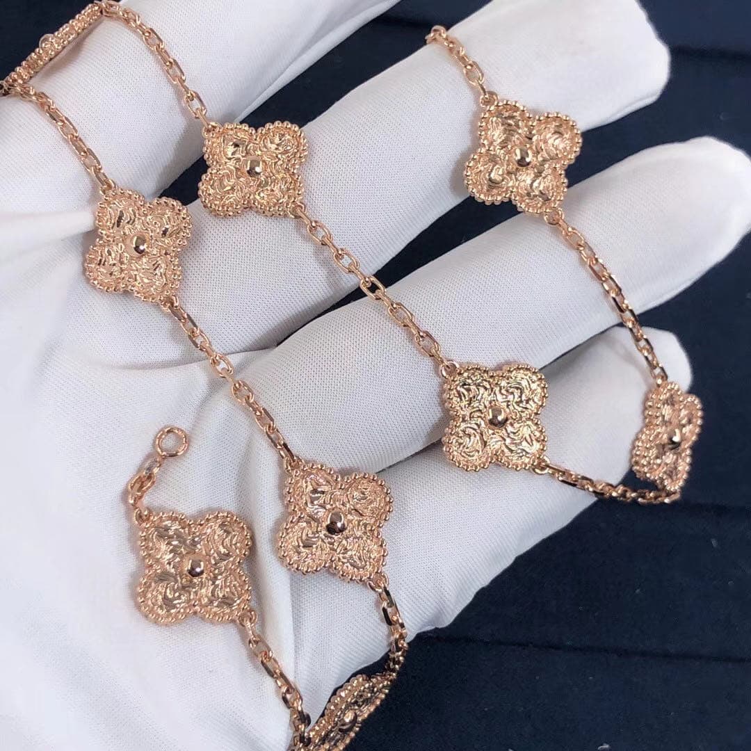 Колье Van Cleef & Arpels Vintage Alhambra 10 мотивов желтое золото 4