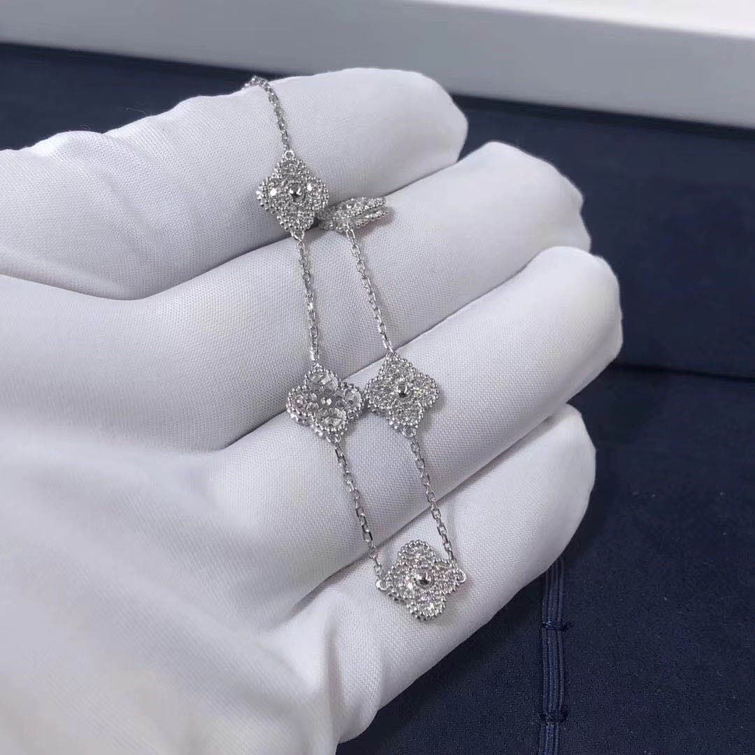 Браслет Van Cleef & Arpels Sweet Alhambra 6 мотивов белое золото, бриллианты 2