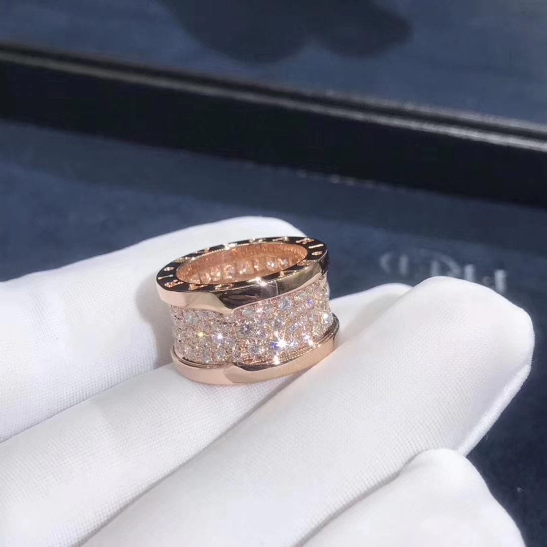 Кольцо Bulgari B.zero1 бриллианты, розовое золото 4