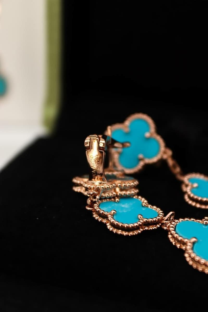 Серьги Van Cleef, бирюза, 3 мотива