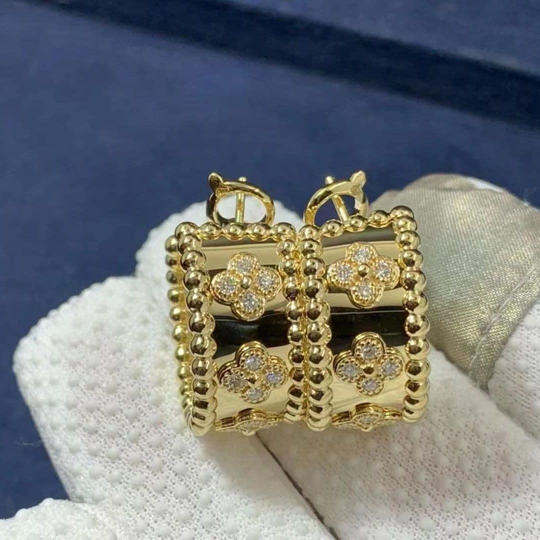 Золотые серьги-кольца (конго) Van Cleef, бриллианты 0,615 ct