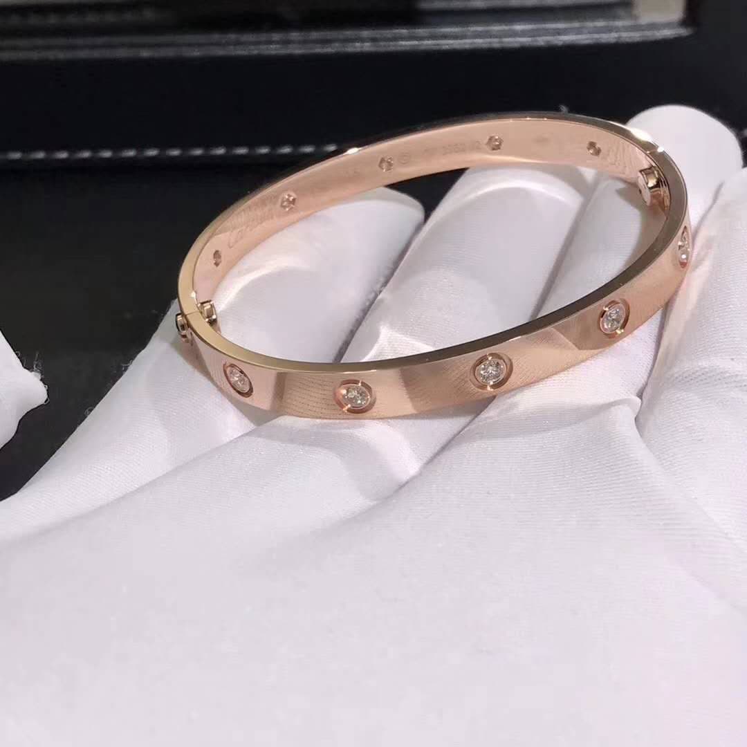 Браслет Cartier Love 10 бриллиантов, розовое золото 4
