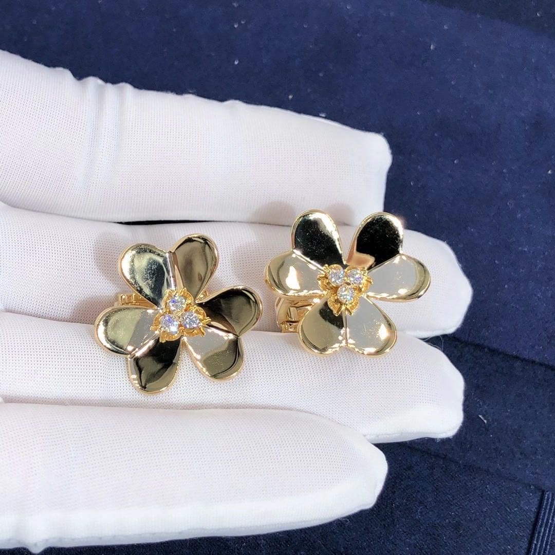 Серьги Van Cleef & Arpels Frivole бриллианты, желтое золото 1