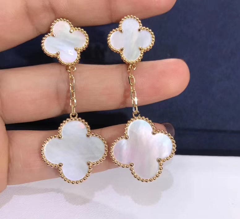 Серьги Van Cleef Alhambra желтое золото, перламутр 7