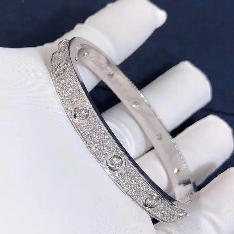 Браслет Cartier Love бриллиантовое паве, белое золото 3