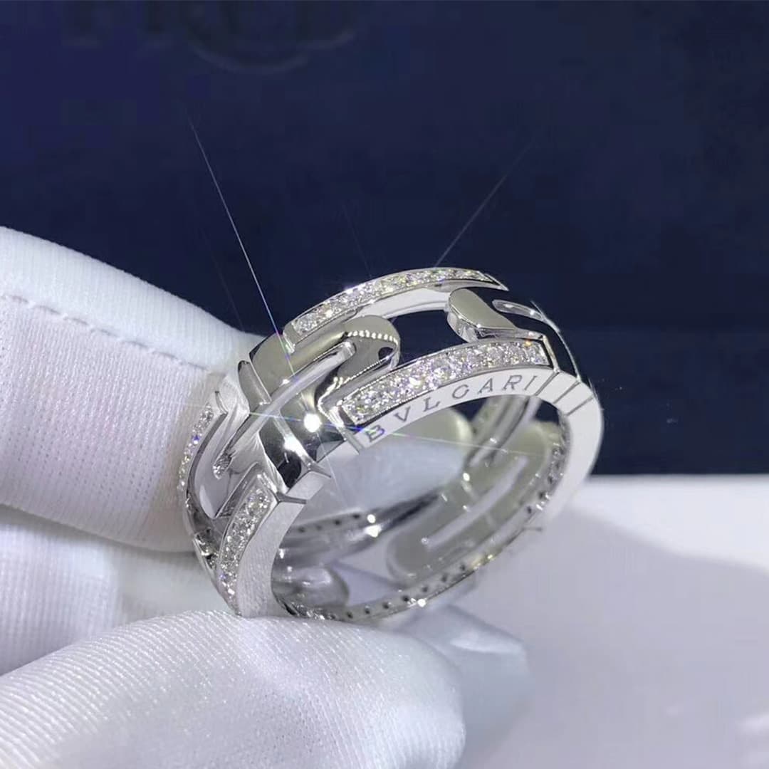 Кольцо Bulgari Parentesi бриллианты, белое золото 1